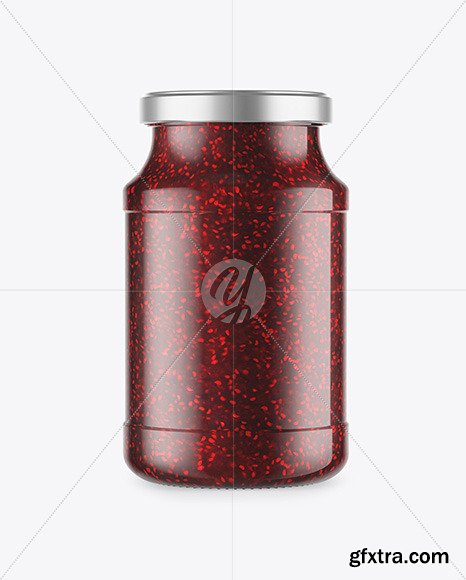 Glass Jar With Raspberry Jam Mockup 84616