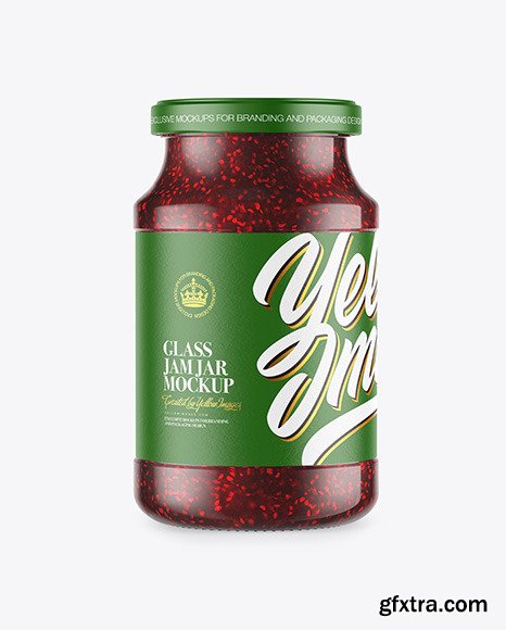 Glass Jar With Raspberry Jam Mockup 84616