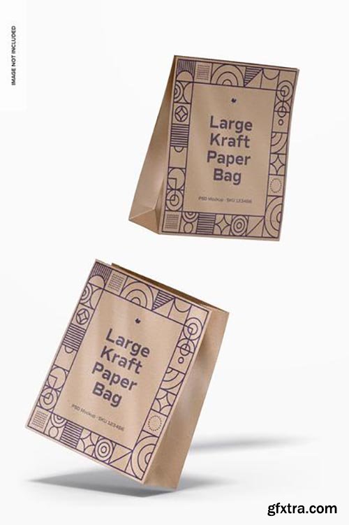 Large kraft paper bags mockup