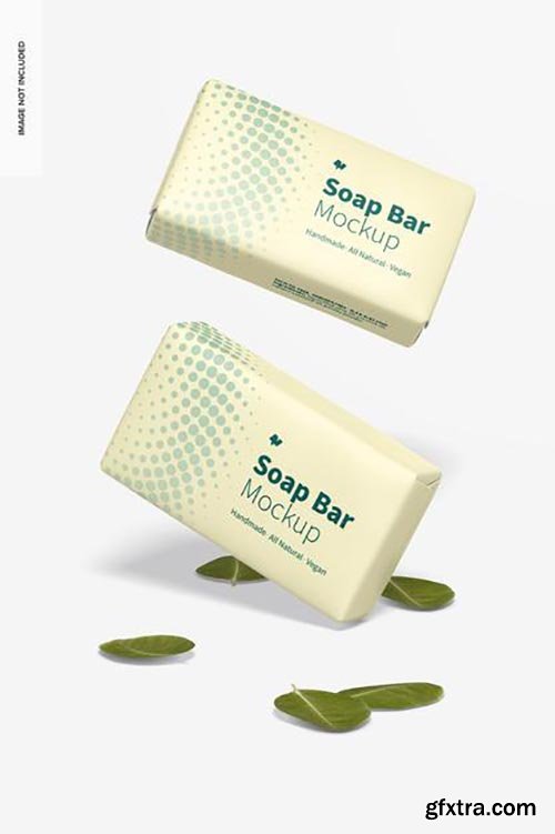 Soap bars with paper package set mockup