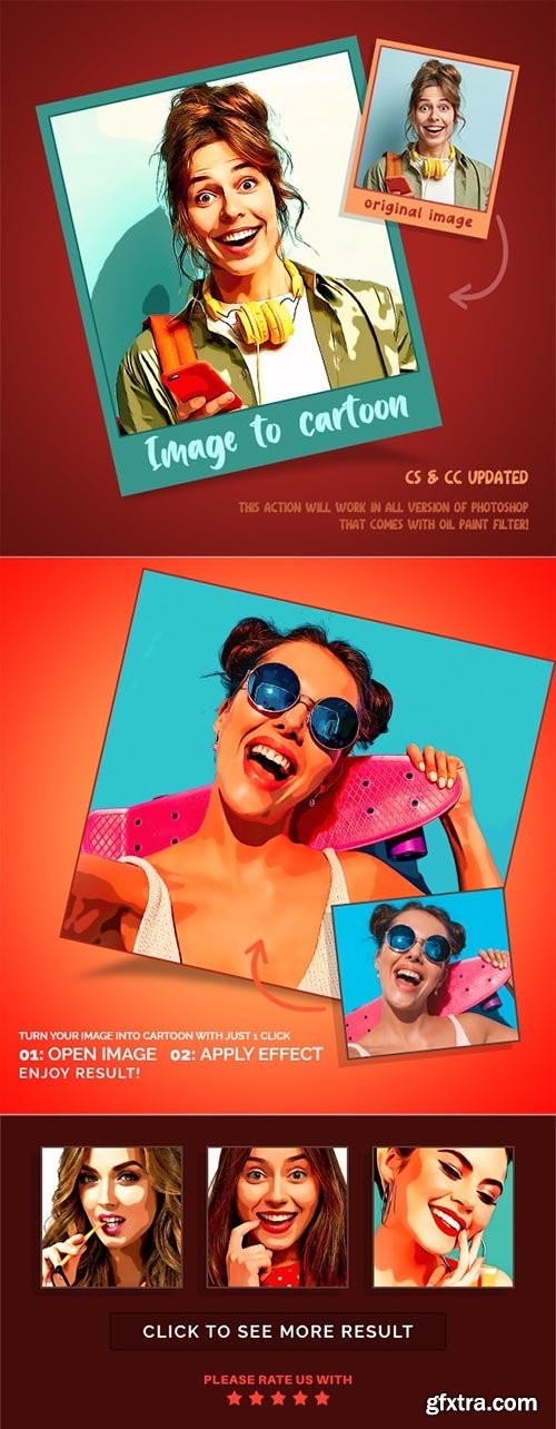 GraphicRiver - Image to Cartoon Converter Photoshop Action 30930891