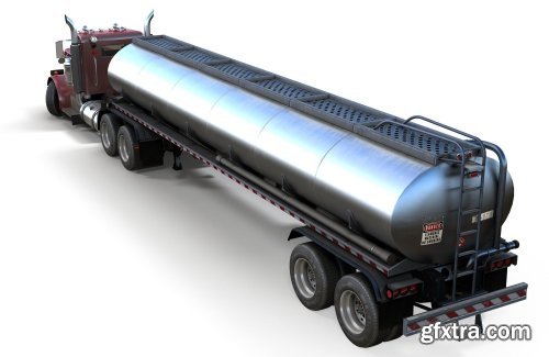 Peterbilt 359 fuel trailer VR / AR / low-poly 3d model