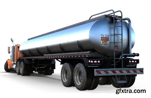 Peterbilt 359 fuel trailer VR / AR / low-poly 3d model