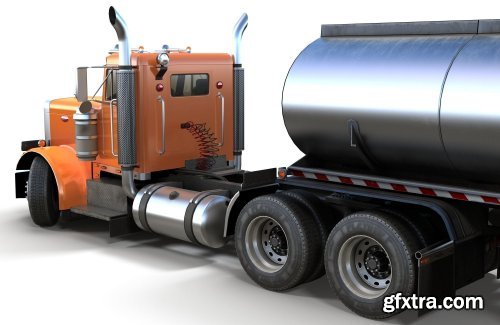 Peterbilt 359 fuel trailer VR / AR / low-poly 3d model