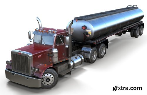 Peterbilt 359 fuel trailer VR / AR / low-poly 3d model