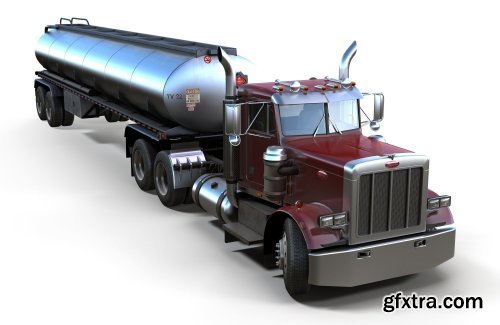 Peterbilt 359 fuel trailer VR / AR / low-poly 3d model