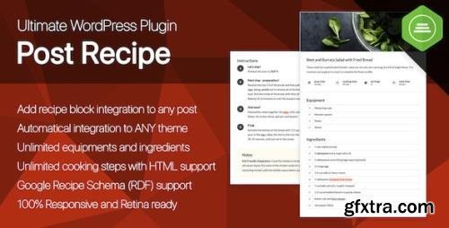 CodeCanyon - Ultimate Post Recipe v1.0.0 - Responsive WordPress Posts Cooking Recipes plugin - 32470950