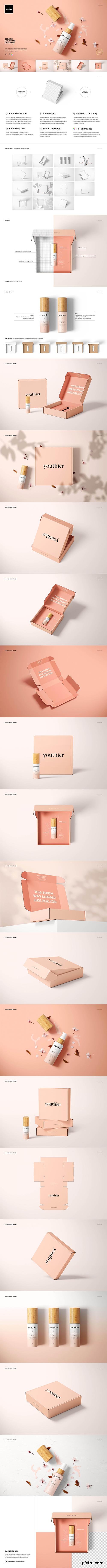 CreativeMarket - Cosmetic Mailing Box Mockup Set 6199653