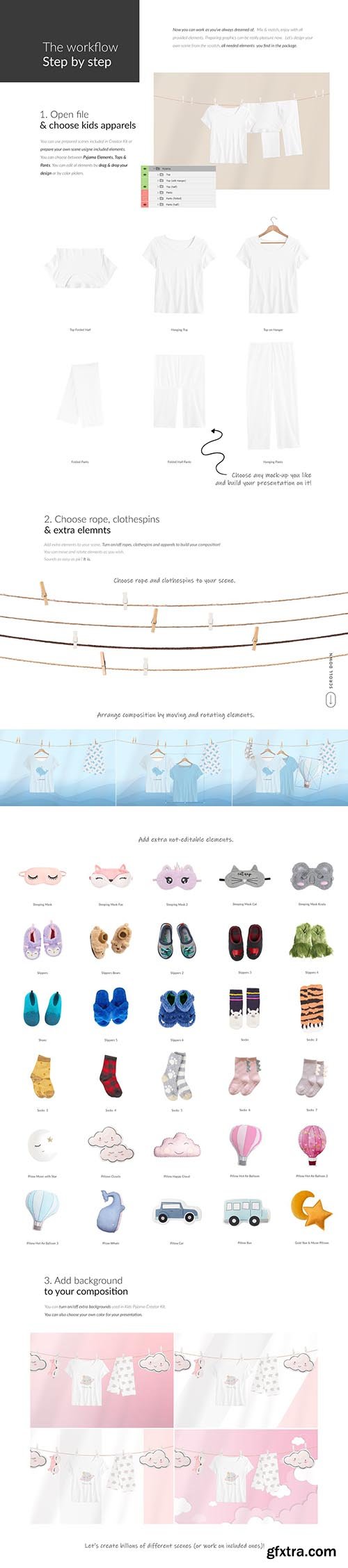 CreativeMarket - Kids Pyjama Scene Creator Mock-ups 6196773