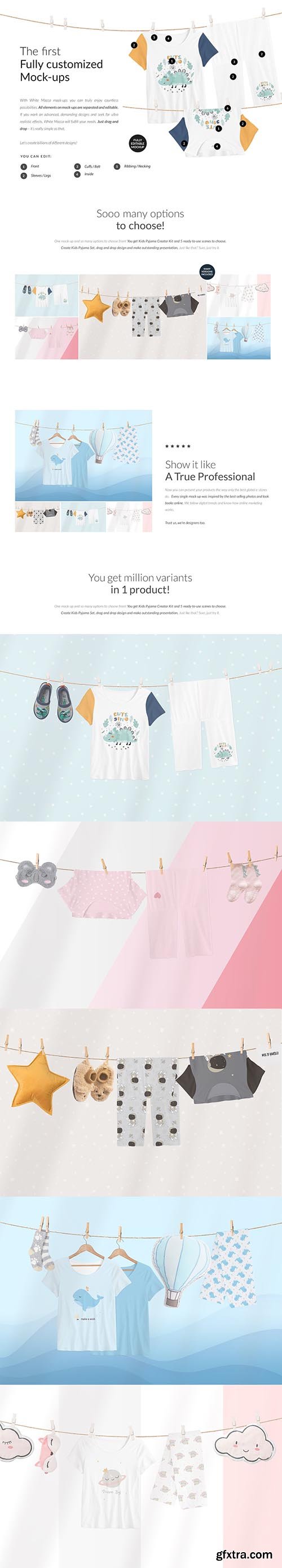 CreativeMarket - Kids Pyjama Scene Creator Mock-ups 6196773