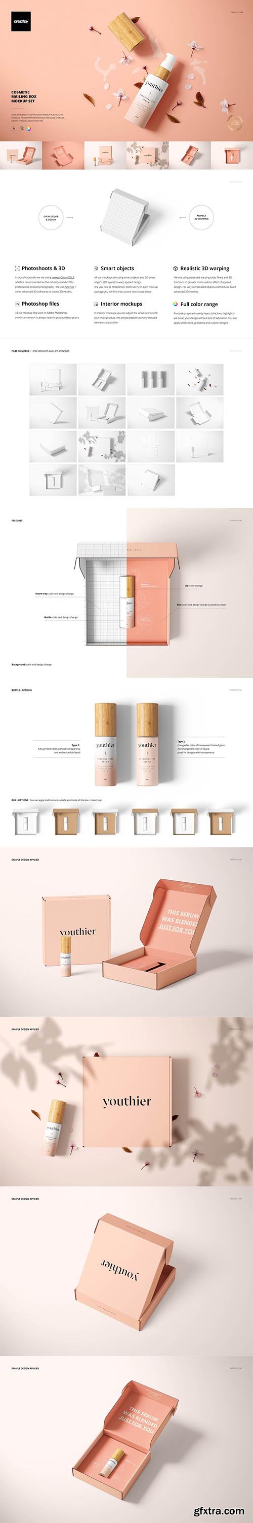 CreativeMarket - Cosmetic Mailing Box Mockup Set 6199653