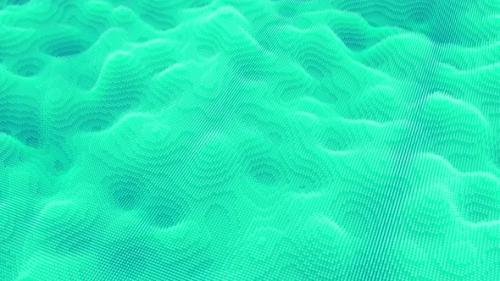 Videohive - Abstract turquoise motion of waving dots texture with glowing defocused particles - 32495390 - 32495390