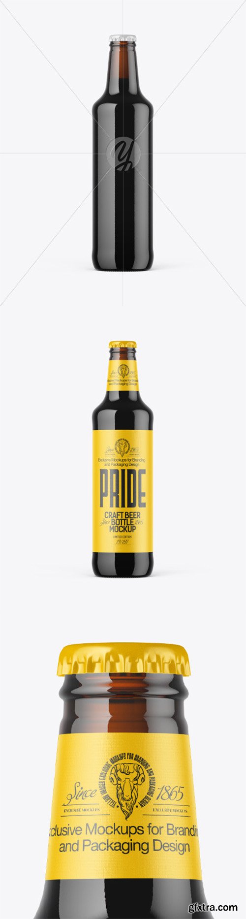 500ml Dark Amber Stout Beer Bottle Mockup 79972