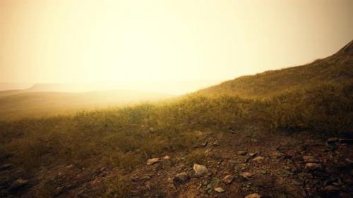 Videohive - Dry Yellow Grass on the Rocky Mountain with Heavy Fog - 32496640 - 32496640