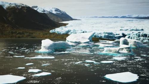 Videohive - Antarctic Icebergs Near Rocky Beach - 32496704 - 32496704