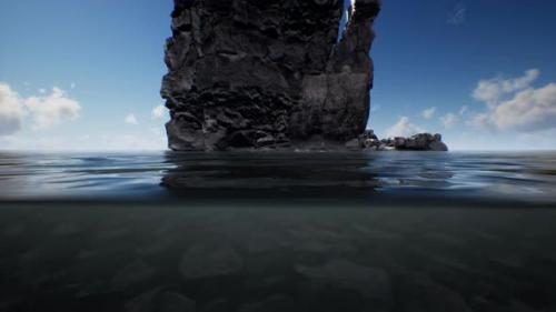 Videohive - Ocean Seascape with Sky and Ocean Wave Splitted By Waterline to Underwater Part - 32496904 - 32496904