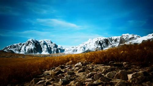 Videohive - Dry Grass and Snow Covered Mountains in Alaska - 32496922 - 32496922