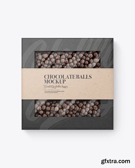 Kraft Paper Box With Chocolate Balls Mockup 84627