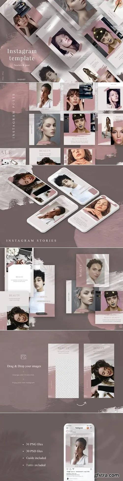 Beauty Instagram Template, Social Media Pack, Fashion Stories Template