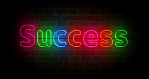 Videohive - Success symbol neon on brick wall loop - 32511890 - 32511890