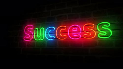 Videohive - Success symbol neon on brick wall 3d - 32511911 - 32511911