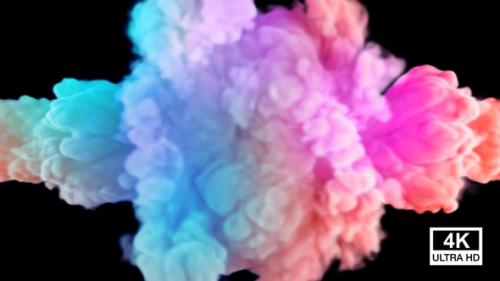 Videohive - Collision Of Two Streams Of Festival Colored Smoke And Dissipate 4K - 32513958 - 32513958