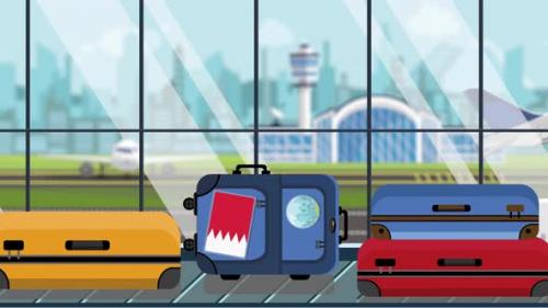 Videohive - Luggage with Bahraini Flag Stickers on Baggage Carousel - 32517697 - 32517697