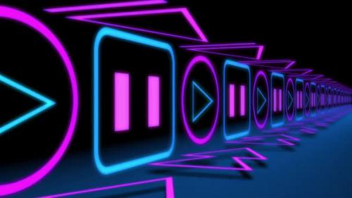 Videohive - Neon Retro Audio Player Icons - 32519519 - 32519519