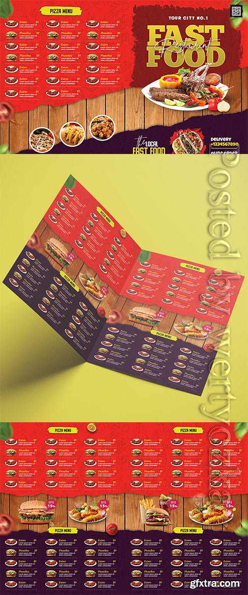 Restaurant Food Menu Bifold Brochure PSD