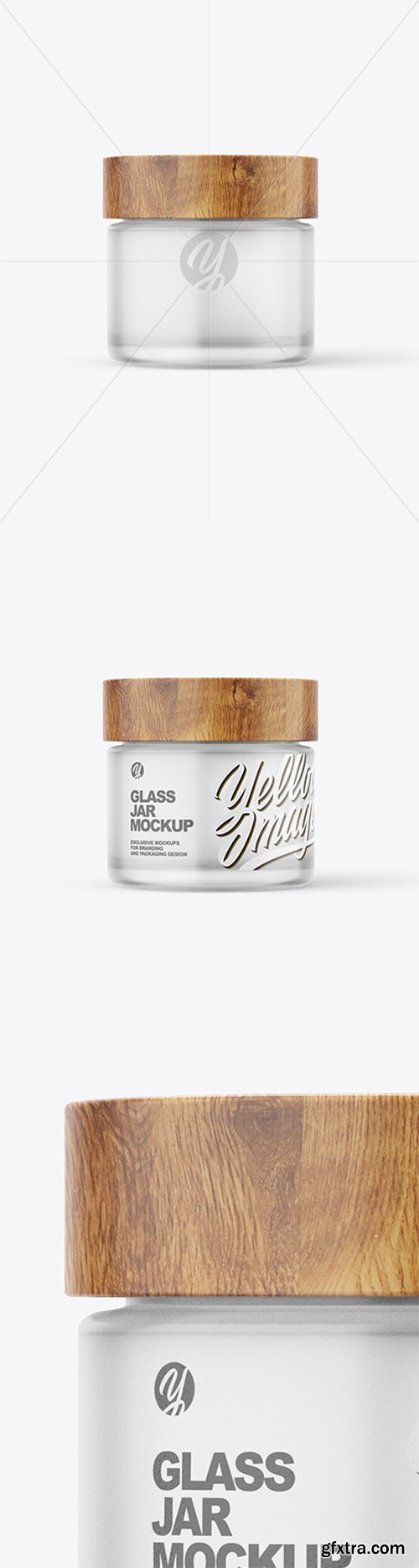 60ml Frosted Glass Jar W/ Wooden Lid Mockup 80171