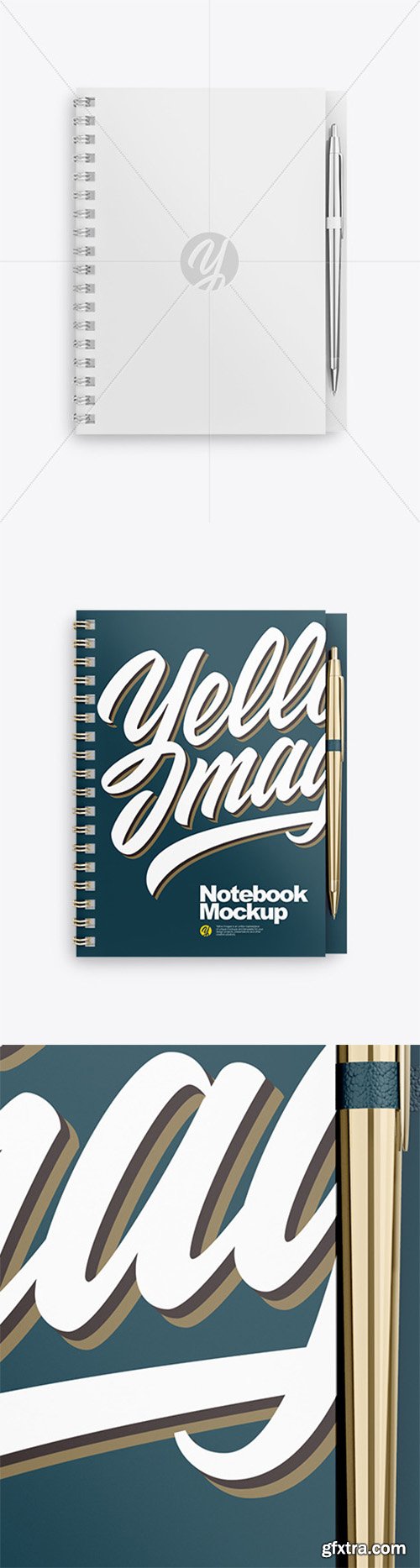 Notebook With Metallic Writing Pen Mockup 80216