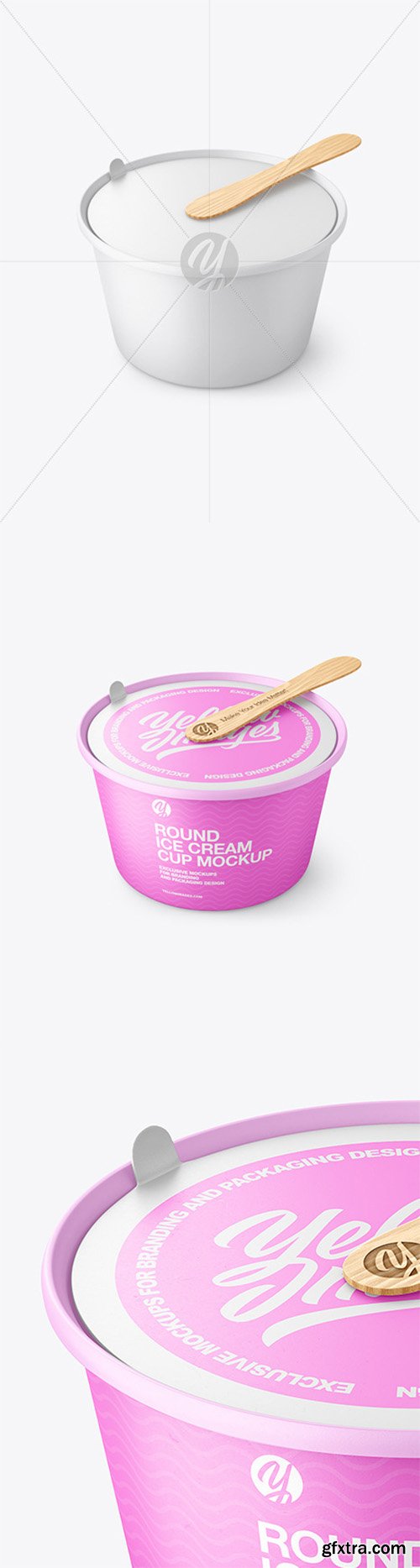 Ice Cream Matte Plastic Cup With Wooden Stick Mockup 80262