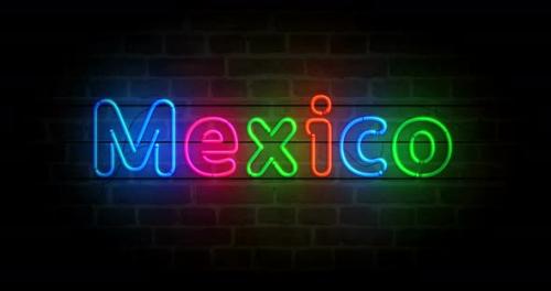 Videohive - Mexico city symbol neon on brick wall loop - 32540456 - 32540456