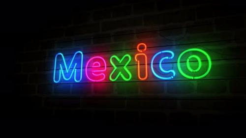 Videohive - Mexico city symbol neon on brick wall 3d - 32540614 - 32540614