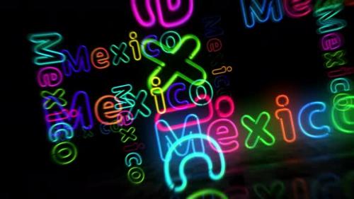 Videohive - Mexico city neon symbol looped 3d flight between - 32540710 - 32540710