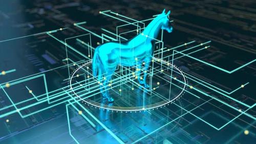 Videohive - Abstract art of the blockchain concept with a horse - 32541793 - 32541793