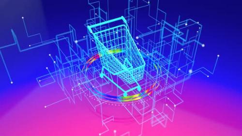 Videohive - Abstract art of the blockchain concept with shopping - 32541794 - 32541794