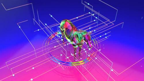 Videohive - Abstract art of the blockchain concept with a horse - 32541798 - 32541798