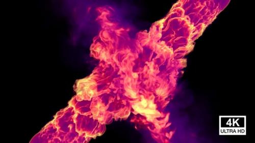 Videohive - Mystic Fire With Smoke Streaming Collisions 4K - 32552446 - 32552446