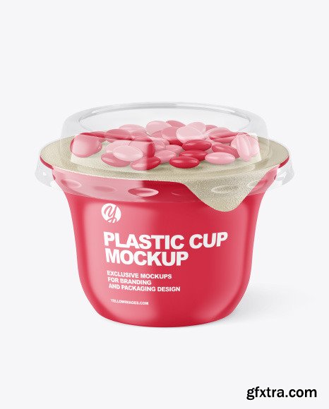 Matte Yoghurt Cup w/ Candy Mockup 84736