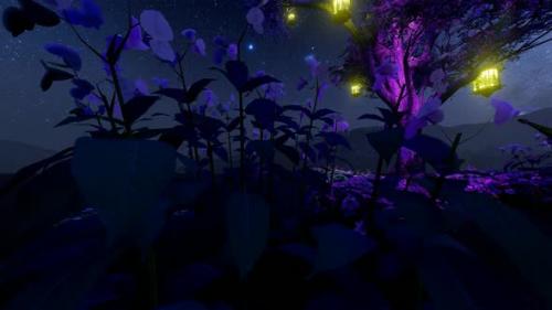 Videohive - Illuminated Tree and Flower Garden Milky Way View - 32553040 - 32553040