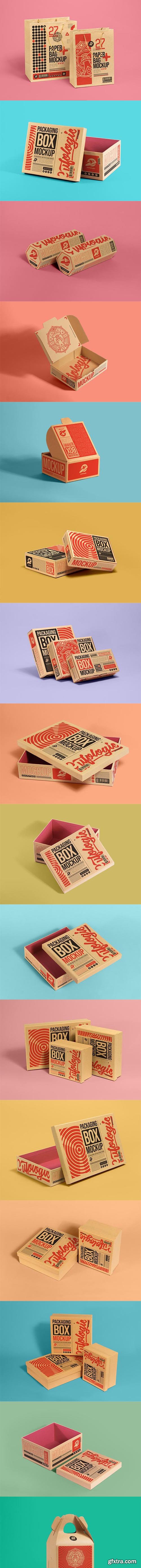 Packaging cardboard box mockup