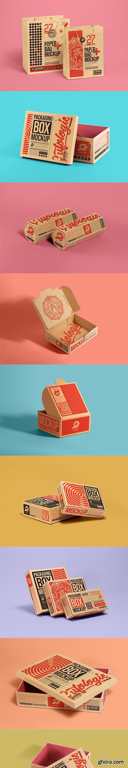 Packaging cardboard box mockup