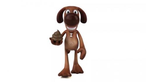 Videohive - Fun 3D cartoon dog walking with a poop - 32553560 - 32553560