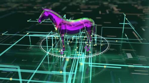 Videohive - Abstract art of the blockchain concept with a horse - 32553563 - 32553563