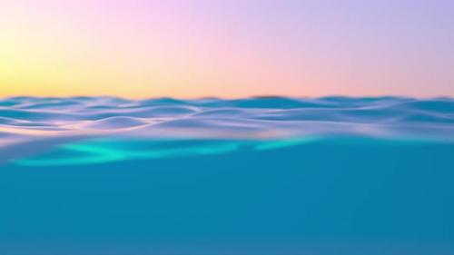 Videohive - Blue Ocean Water Surface And Underwater With Sunset - 32561642 - 32561642