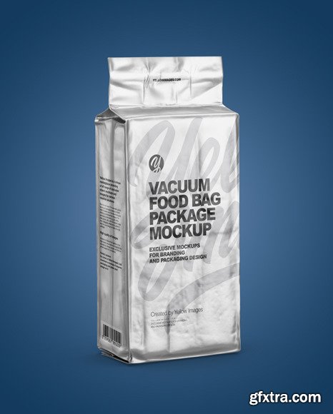 Matte Metallic Vacuum Food Bag Package Mockup 84782