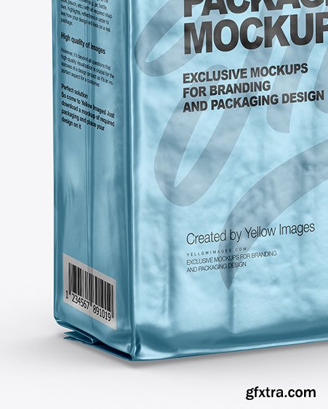 Matte Metallic Vacuum Food Bag Package Mockup 84782