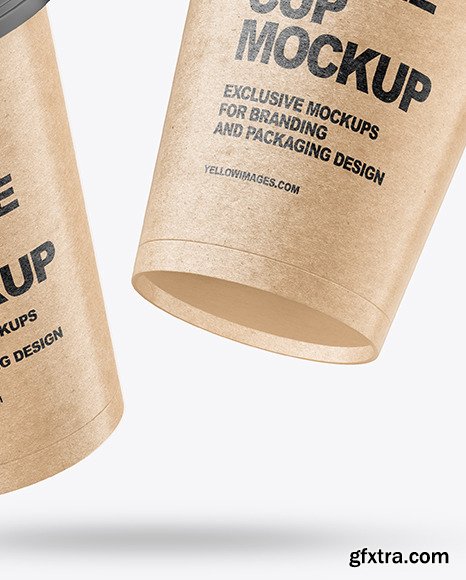 Two Kraft Coffee Cups Mockup 84788