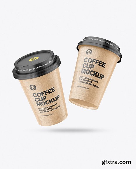 Two Kraft Coffee Cups Mockup 84788